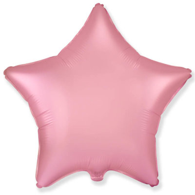 Воздушный шар, фольгированная звезда розовый сатин, 18″/46 см